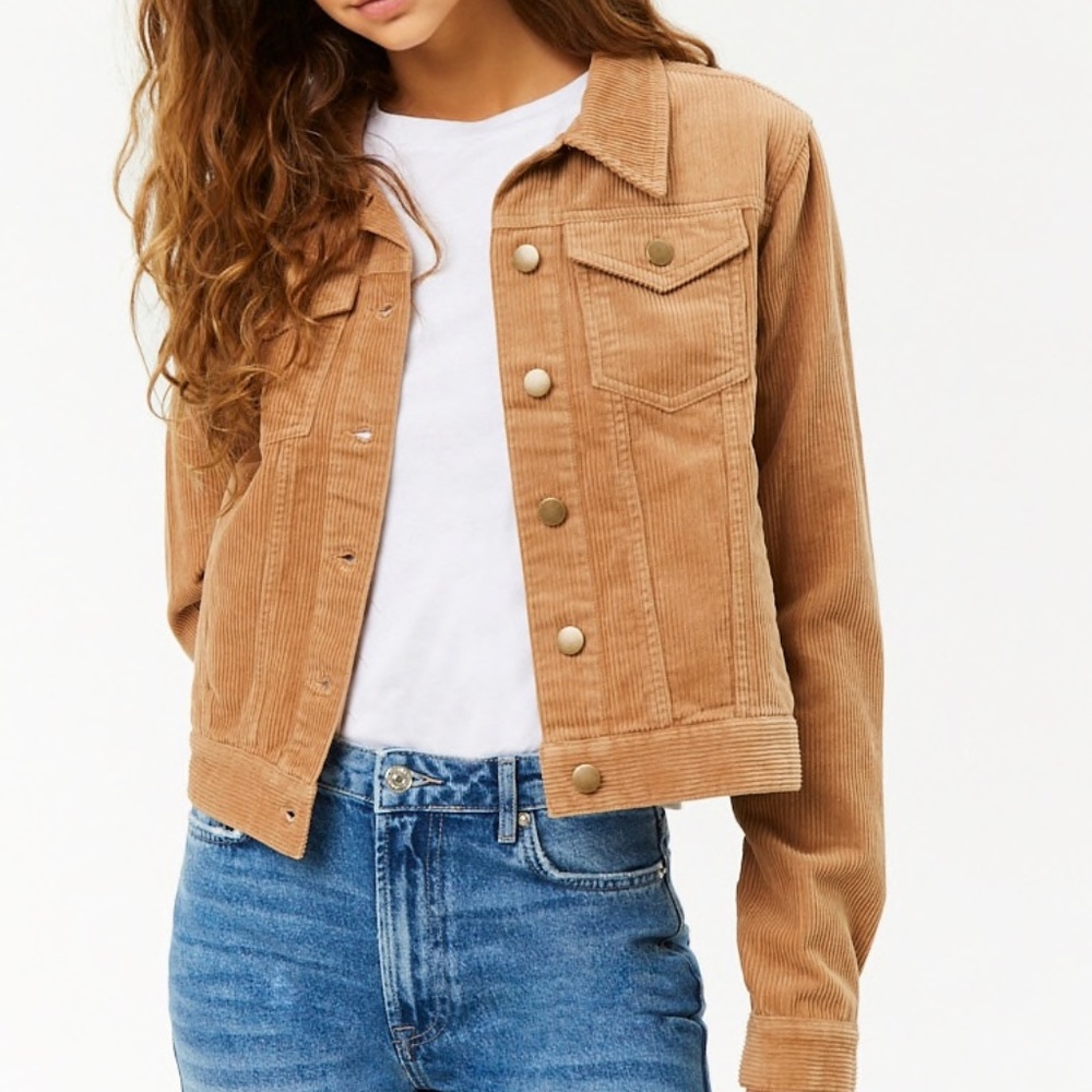 F21 Corduroy Button Front Jacket M